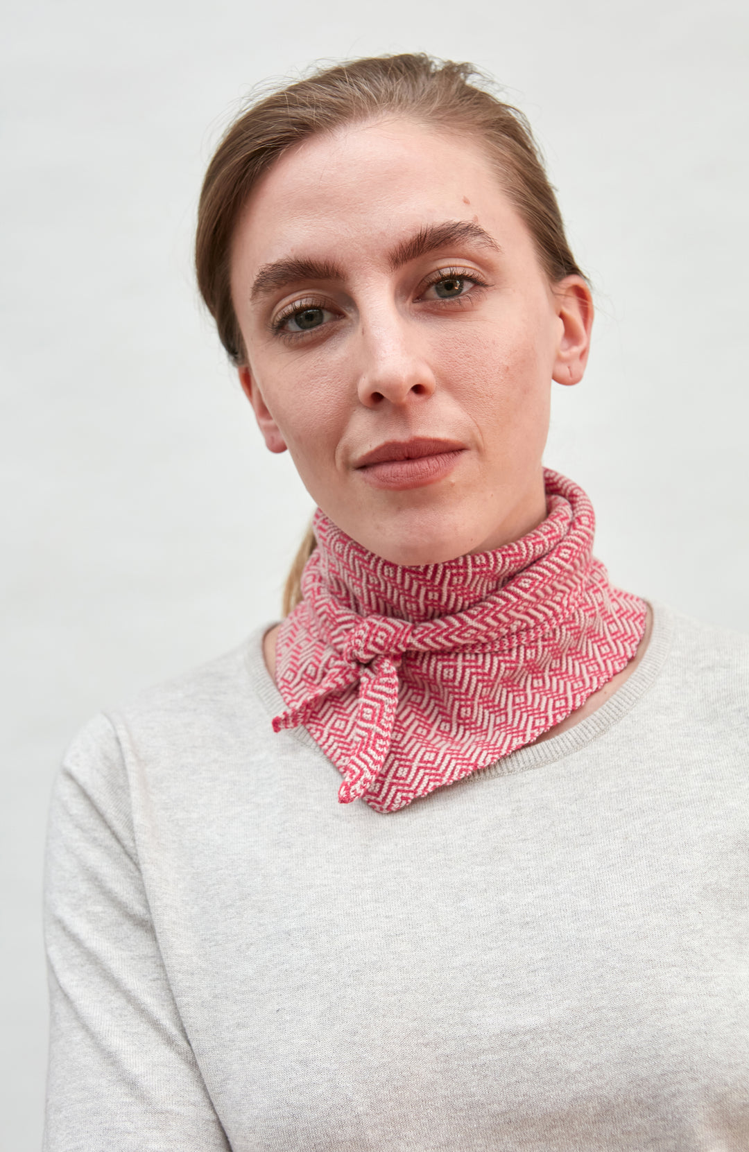 red Women's patterned Neckerchief Triangle Scarf (Small Sizes) by Paul James Knitwear