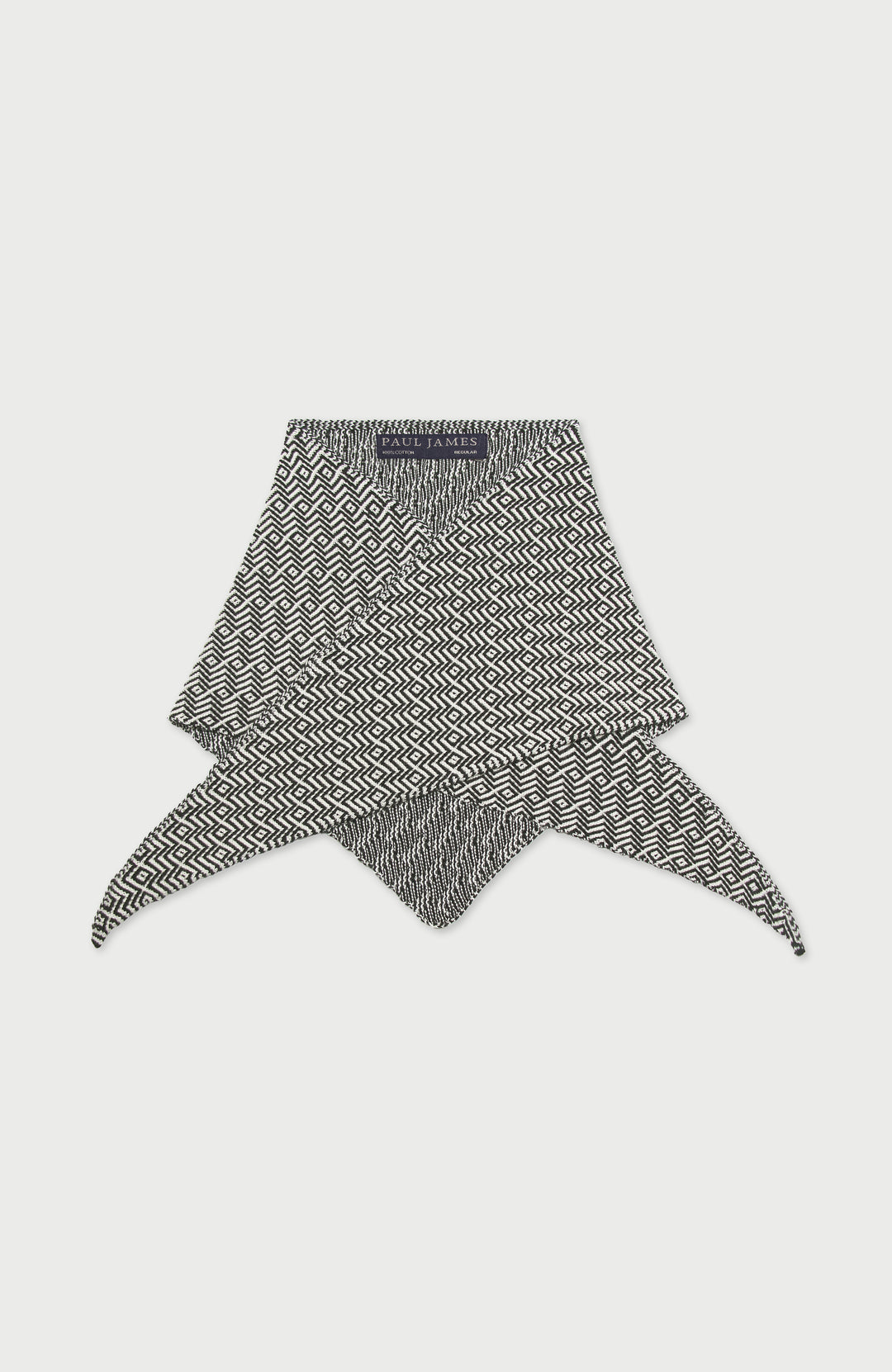 Black Lightweight Cotton Two Tone Neckerchief By Paul James