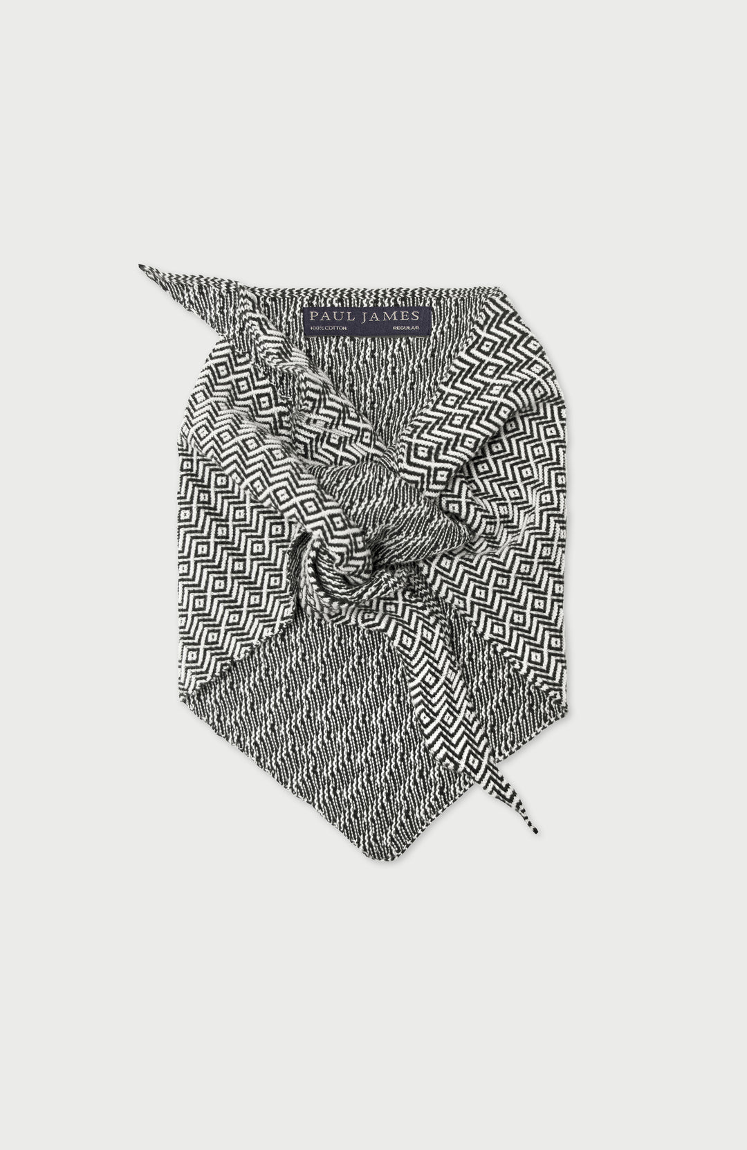 Black Lightweight Cotton Two Tone Neckerchief By Paul James