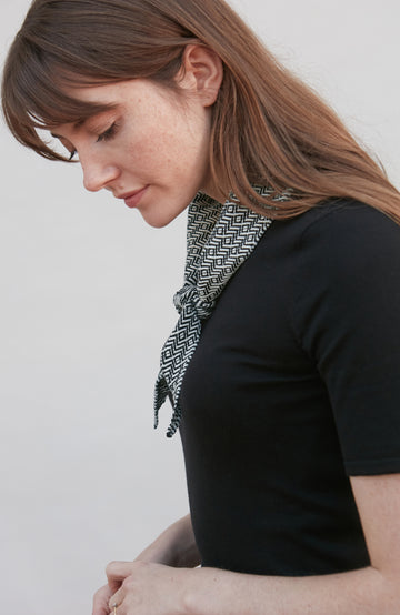 black Women's patterned Neckerchief Triangle Scarf (Small Sizes) by Paul James Knitwear