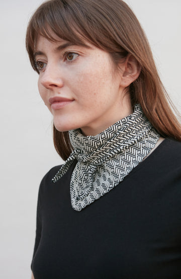 black Women's patterned Neckerchief Triangle Scarf (Small Sizes) by Paul James Knitwear