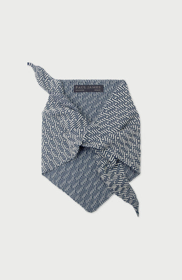 Blue Lightweight Cotton Two Tone Neckerchief By Paul James