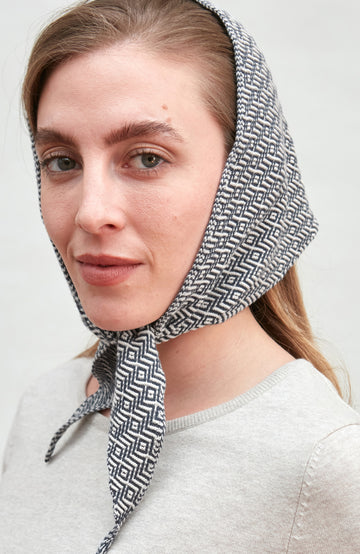 Blue Melange Women's Textured Neckerchief Triangle Scarf (Small Sizes) by Paul James Knitwear