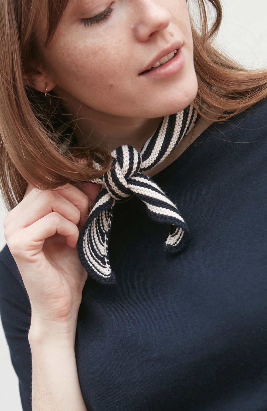 stripe neckerchief with navy t-shirt by Paul James