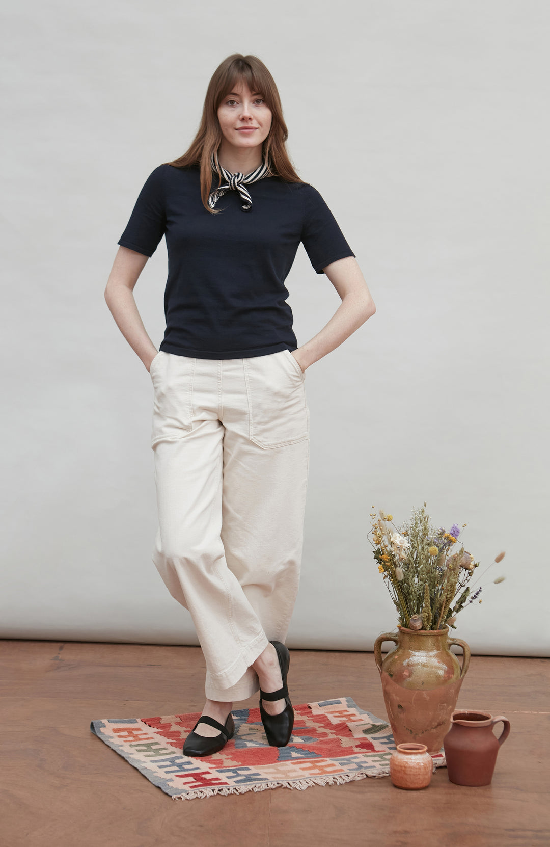 stripe neckerchief with navy t-shirt by Paul James