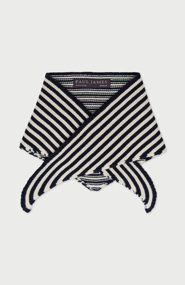 Navy Cotton Striped Mini Neckerchief By Paul James
