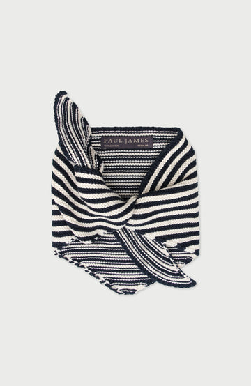 Navy Cotton Striped Mini Neckerchief By Paul James