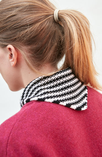 Black Cotton Textured Stripe Mini Neckerchief By Paul James