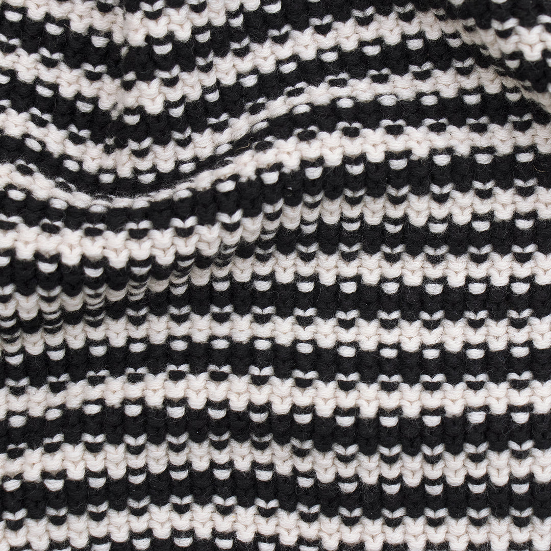 Black Cotton Textured Stripe Mini Neckerchief By Paul James