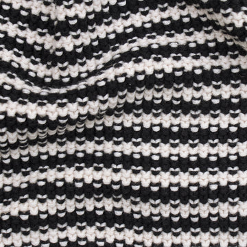 Black Cotton Textured Stripe Mini Neckerchief By Paul James