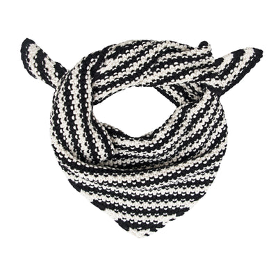 Black and white striped bandana on a white background