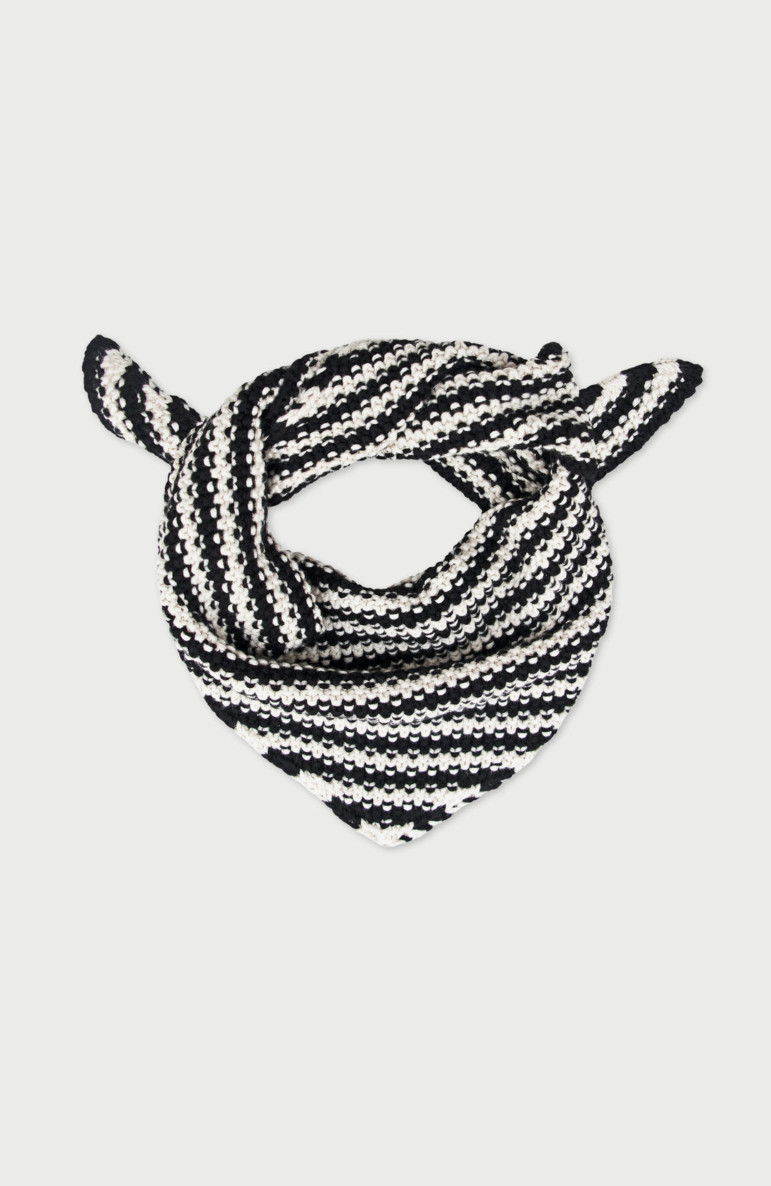 Black Cotton Textured Stripe Mini Neckerchief By Paul James