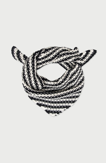 Black Cotton Textured Stripe Mini Neckerchief By Paul James