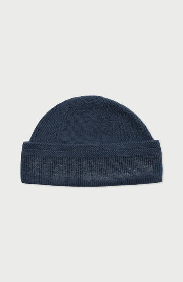 Blue Lightweight Cotton Fisherman Beanie By Paul James