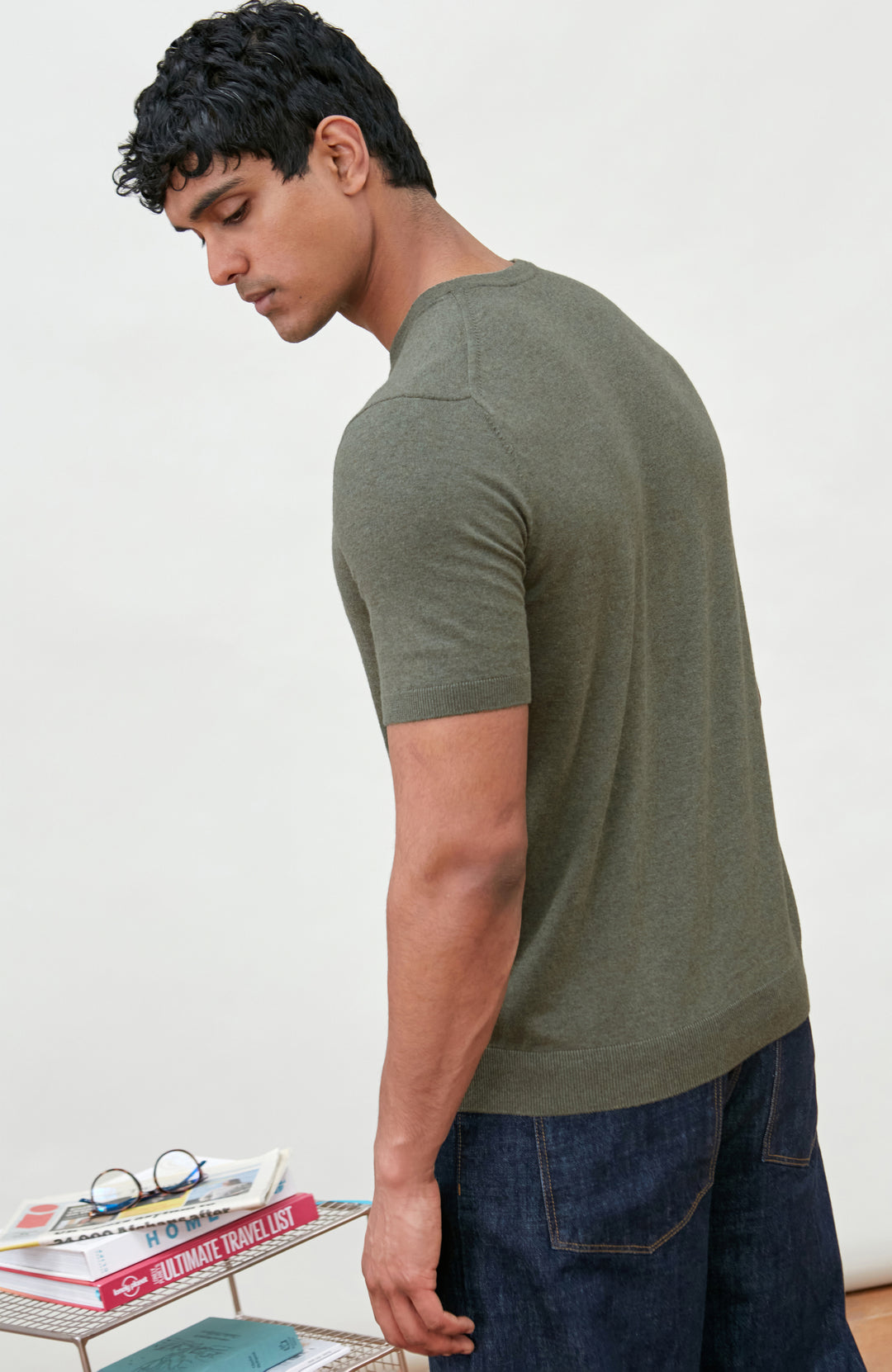 Green Mens Cotton Short Sleeve Jumper By Paul James