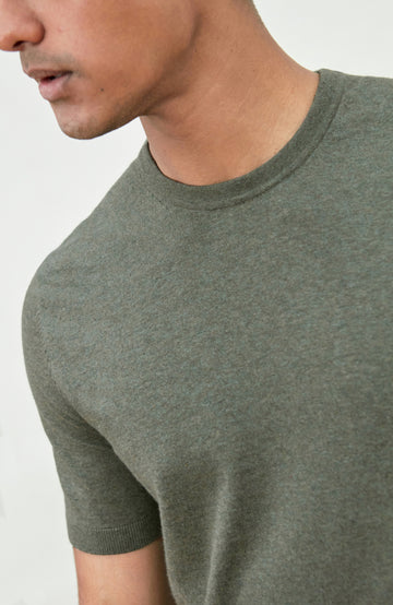 Green Mens Cotton Short Sleeve Jumper By Paul James