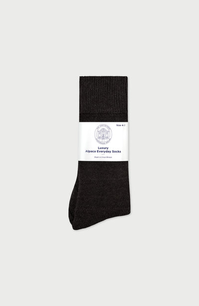 Black Alpaca Everyday Socks By Paul James