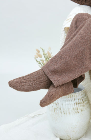 brown alpaca wool socks by Paul James
