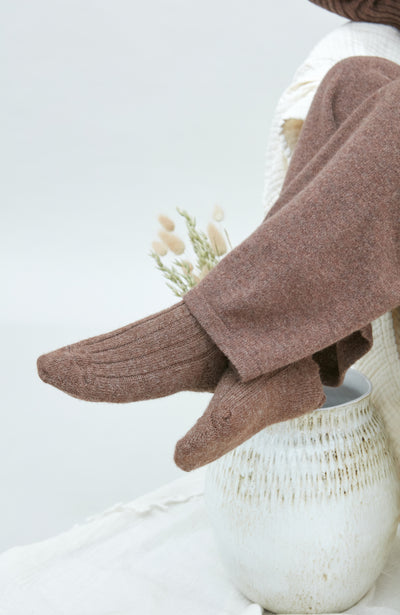brown alpaca wool socks