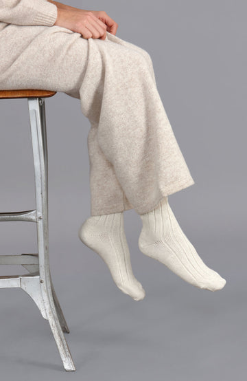 cream alpaca bed socks by Paul James