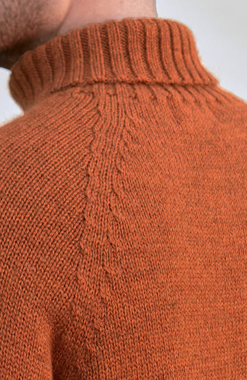 Orange Mens British Wool Roll Neck Made In England By Paul James
