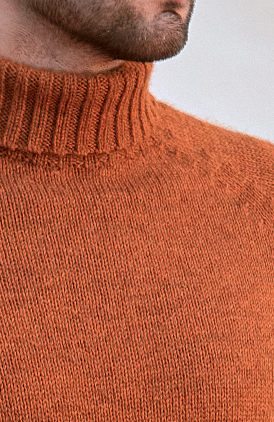 Orange Mens British Wool Roll Neck Made In England By Paul James