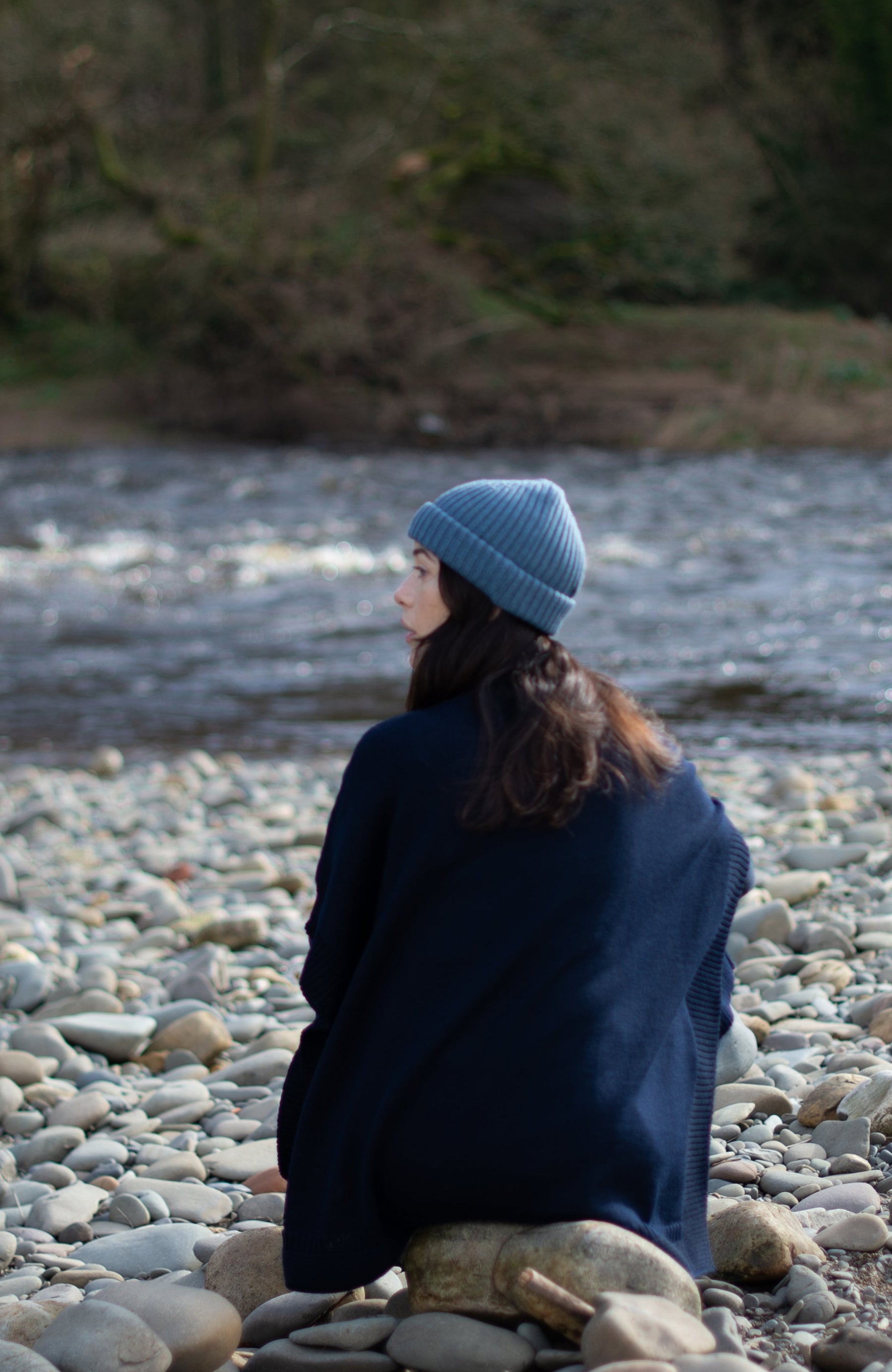 blue merino wool beanie by Paul James Knitwear 
