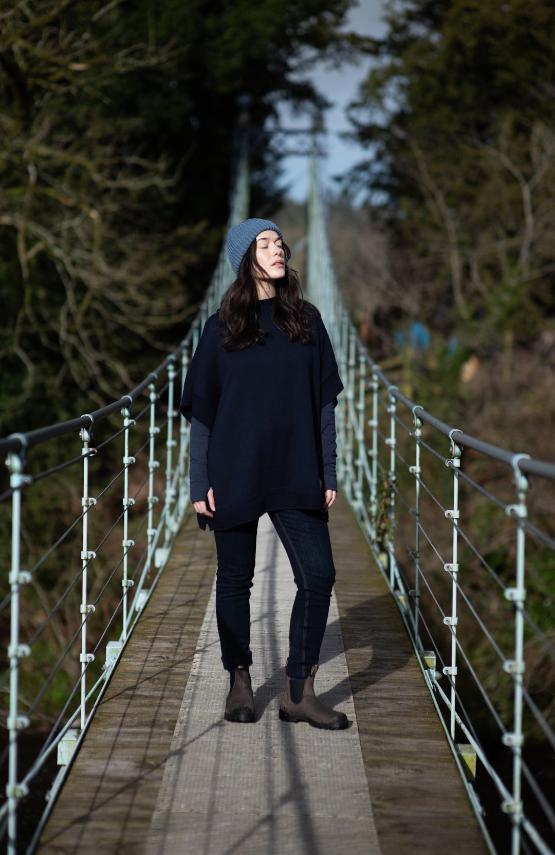 Arctic Blue, made in England. Merino wool beanie by Paul James Knitwear