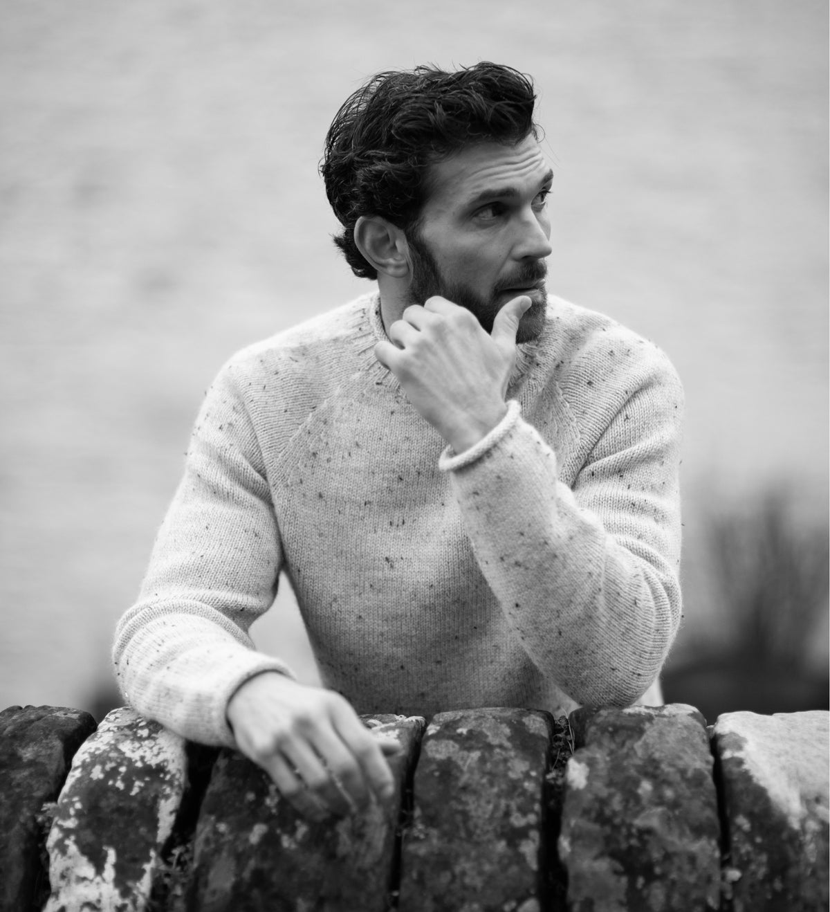 Mens British Wool Fishermans Crew Neck Jumper - Feature 1