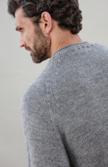 Grey Mens British Wool Jumper Made In England By Paul James
