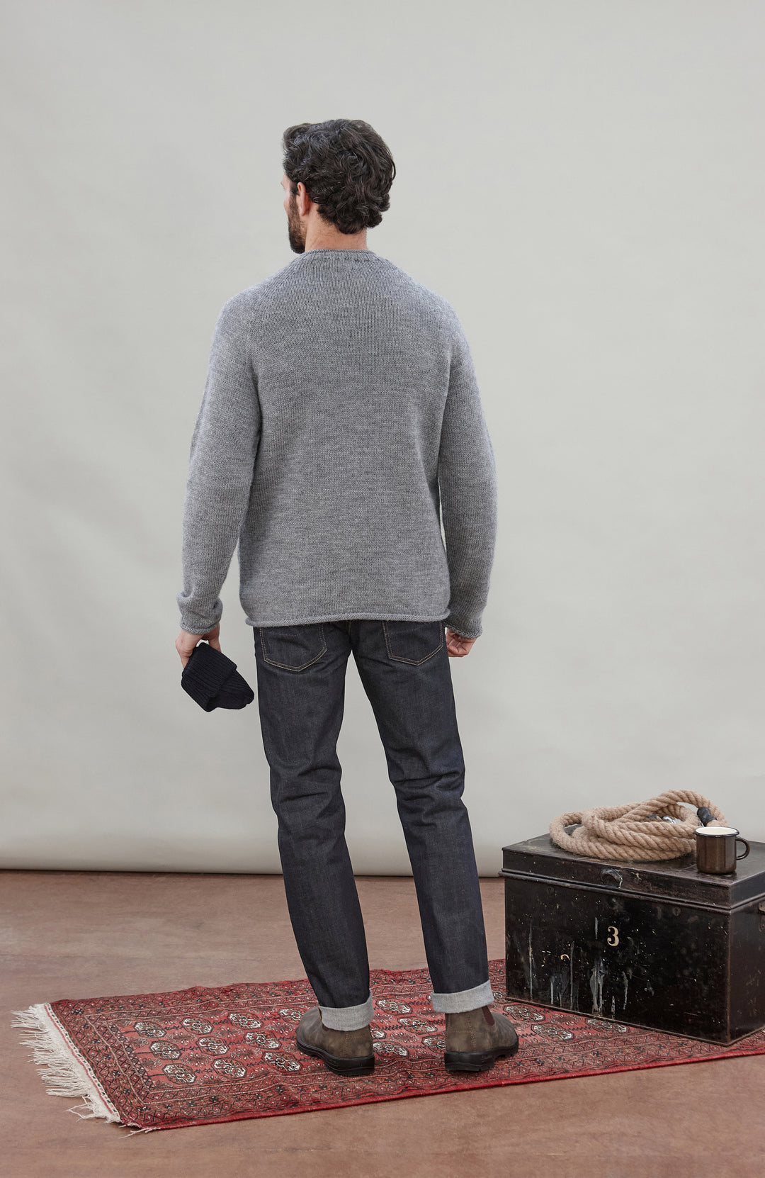 Grey Mens British Wool Jumper Made In England By Paul James