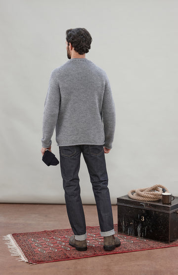 Grey Mens British Wool Jumper Made In England By Paul James