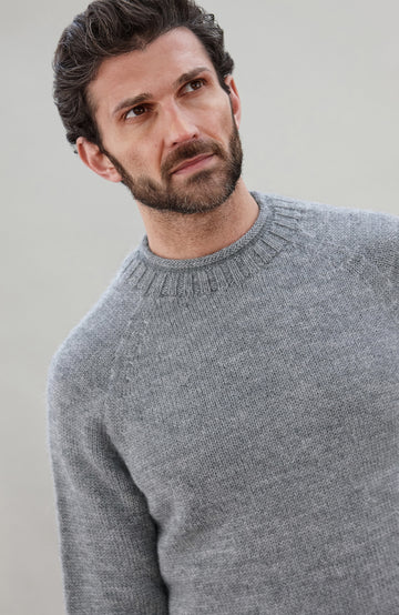 Grey Mens British Wool Jumper Made In England By Paul James