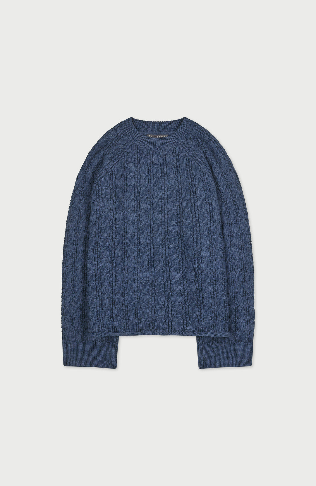 Woman's Blue Chunky Cable Cotton Winter Sweater by Paul James Knitwear