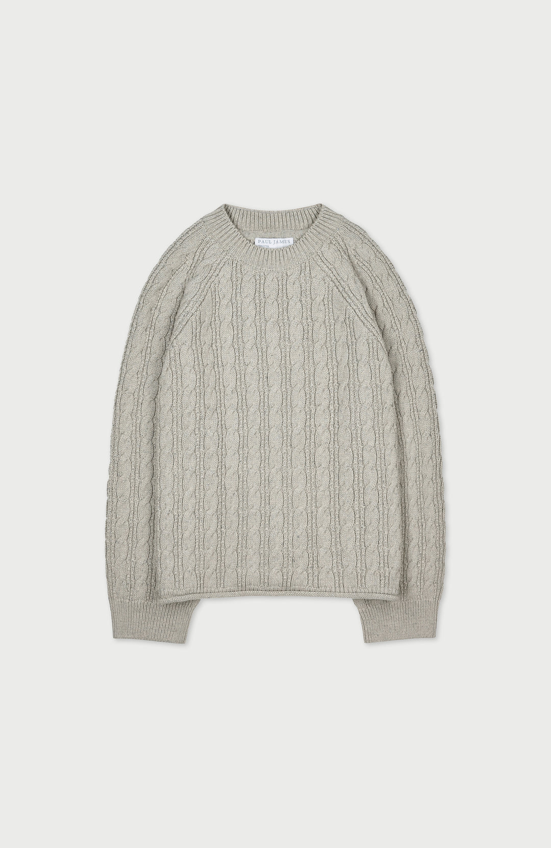Woman's Grey Chunky Cable Cotton Winter Sweater by Paul James Knitwear