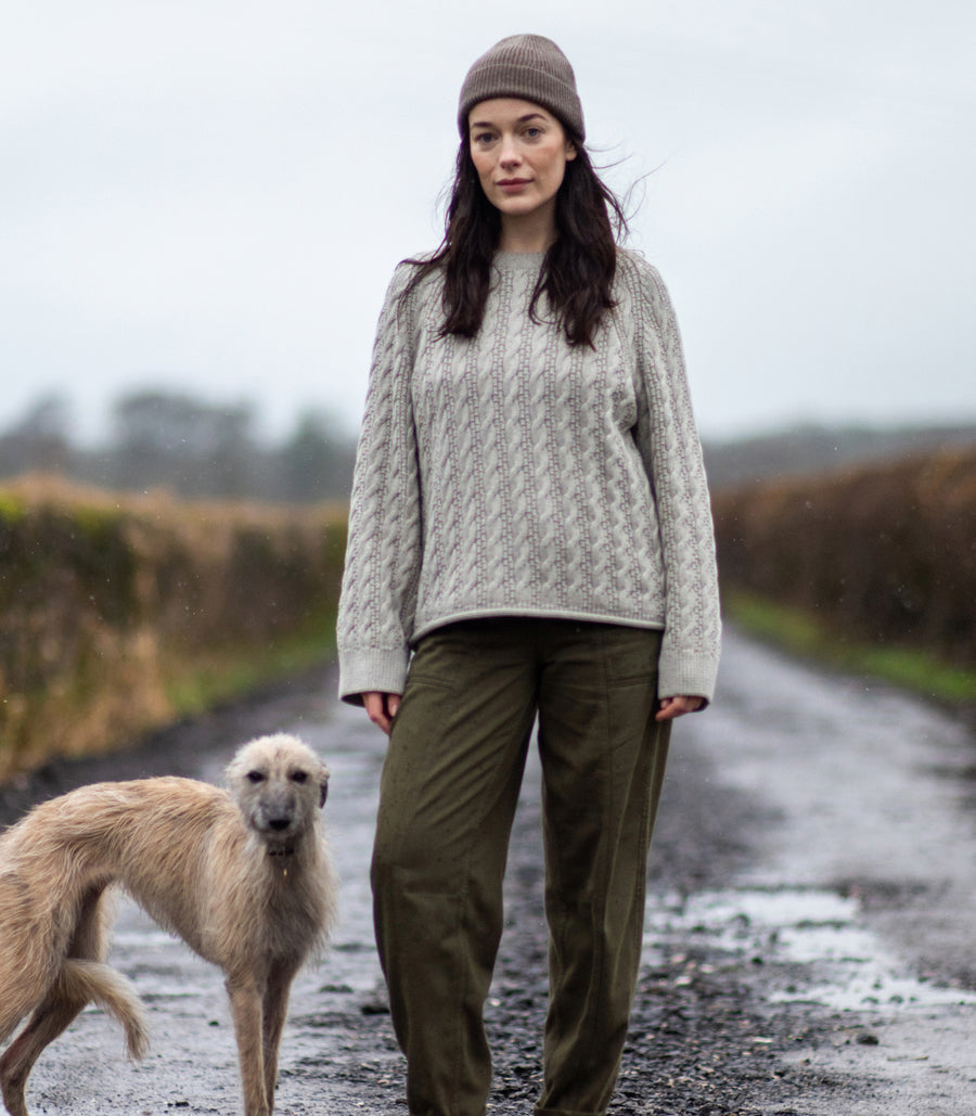 Womens Heavyweight Cotton Textured Cable Jumper - Feature 5