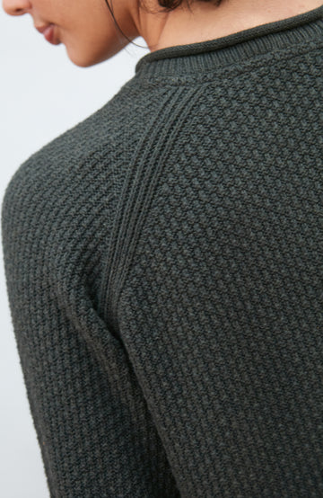 Womens Midweight Cotton Moss Stitch Jumper