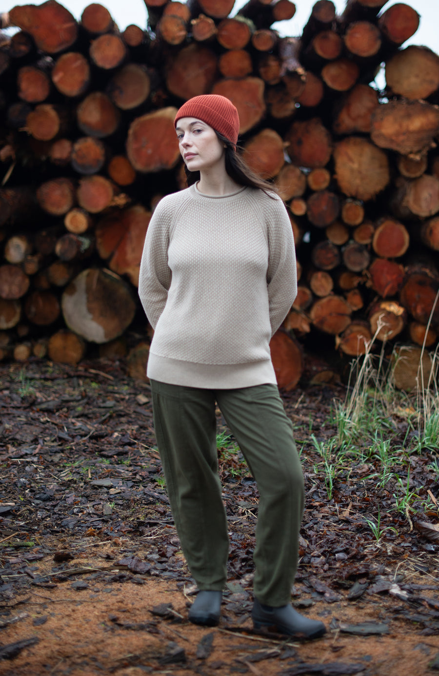 Womens Midweight Cotton Moss Stitch Jumper - Feature 5