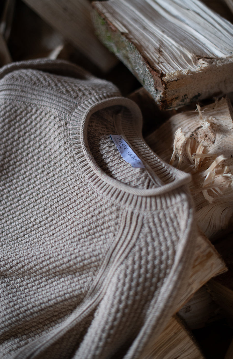 Womens Midweight Cotton Moss Stitch Jumper - Feature 3