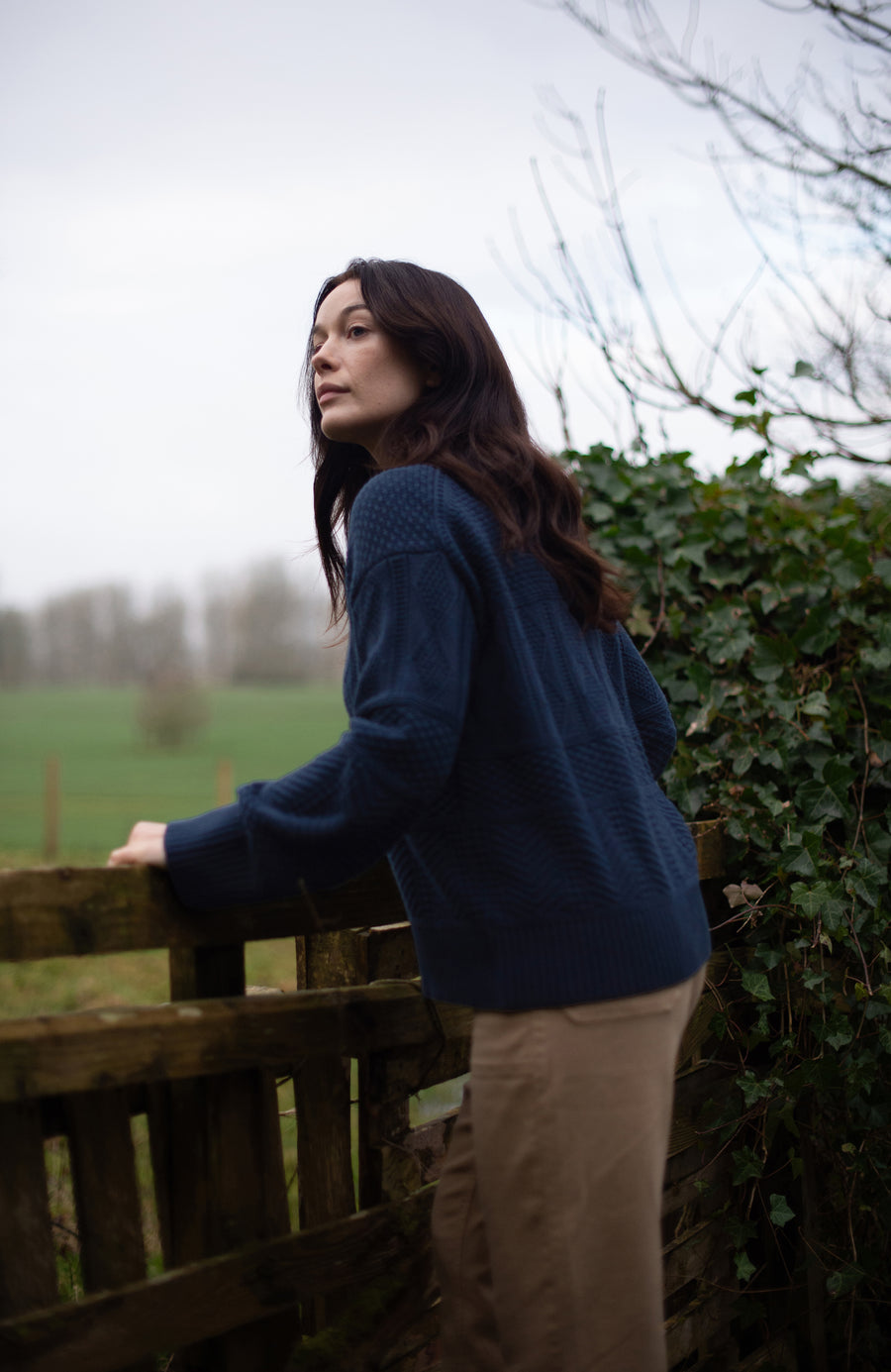 Womens Midweight Cotton Textured Block Jumper - Feature 5
