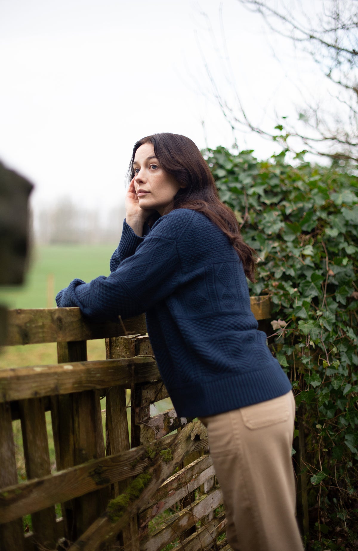 Womens Midweight Cotton Textured Block Jumper - Feature 1
