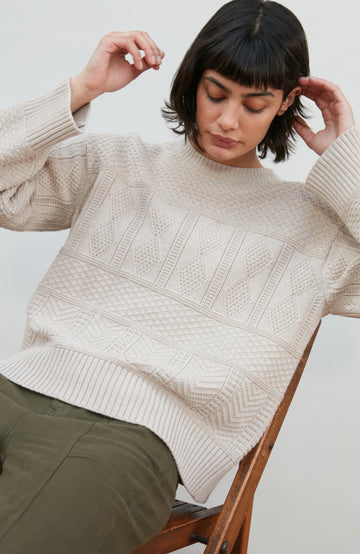 Women's cotton textured fisherman jumper by Paul James Knitwear.