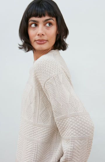 Women's cotton textured fisherman jumper by Paul James Knitwear.