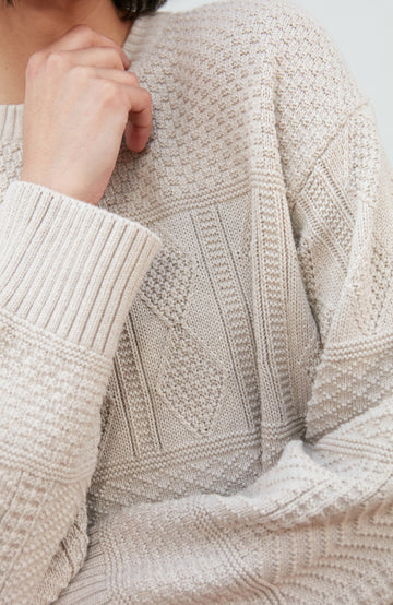 Women's cotton textured fisherman jumper by Paul James Knitwear.