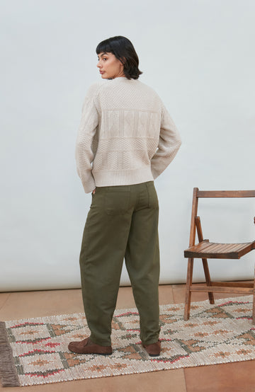 Women's cotton textured fisherman jumper by Paul James Knitwear.