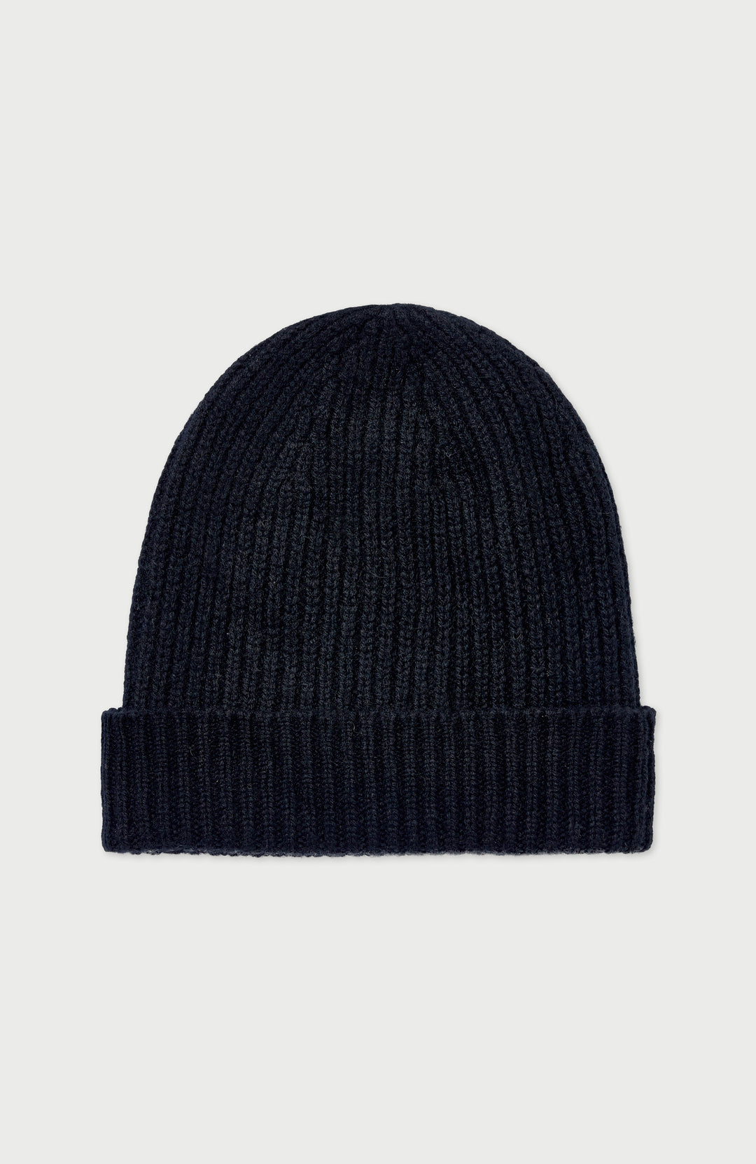 Black 100% Cashmere Ribbed Hat By Paul James