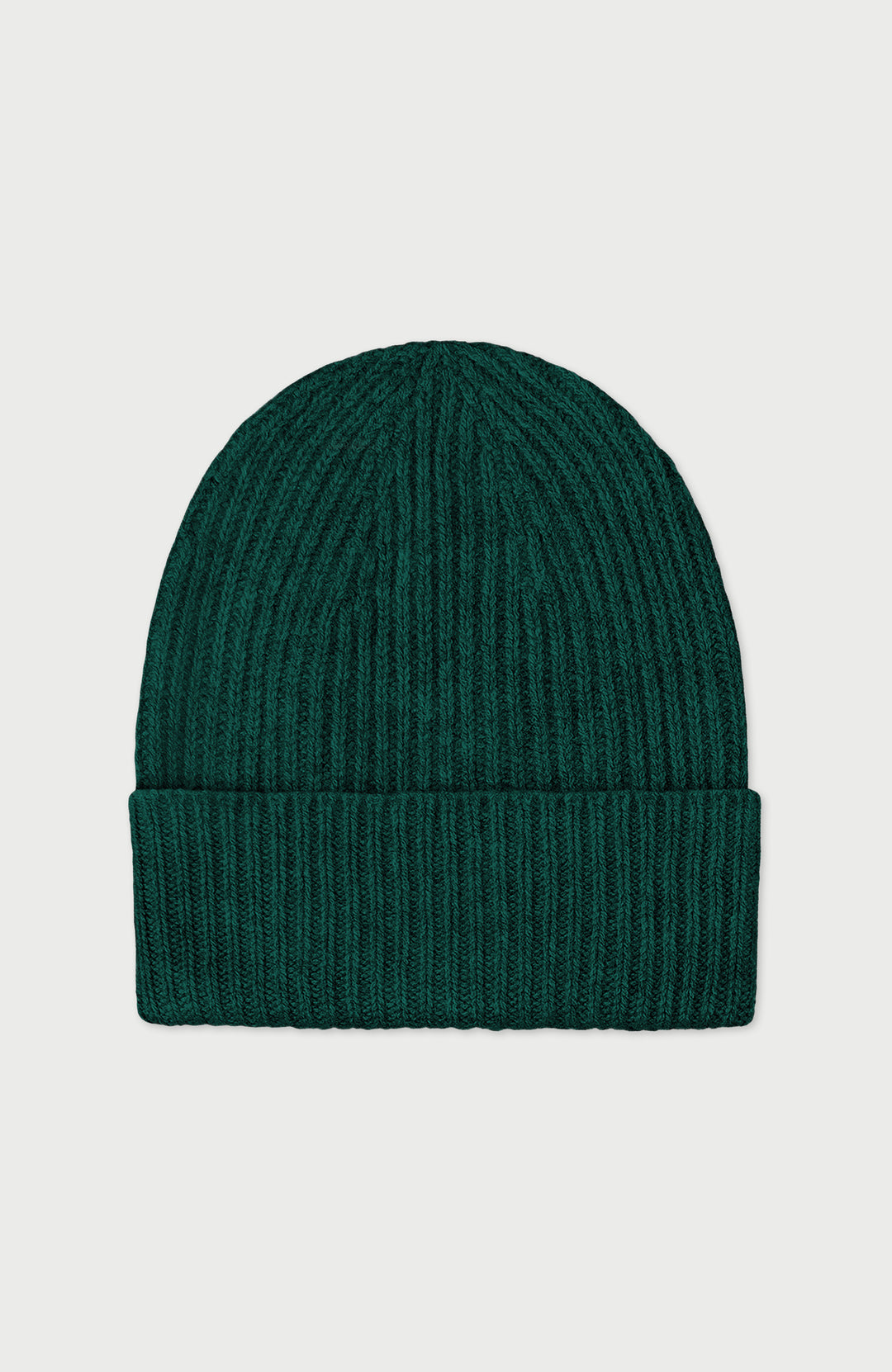 Green 100% Cashmere Ribbed Hat By Paul James