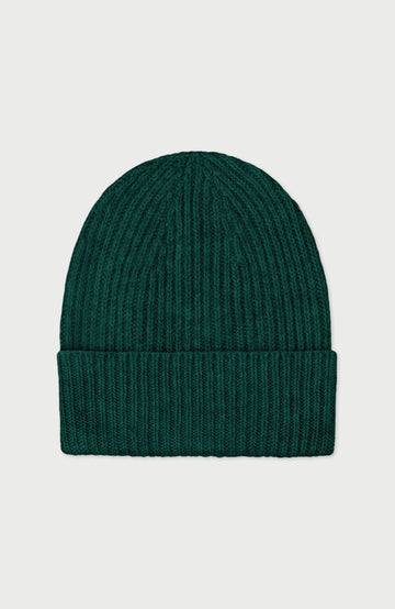 Green 100% Cashmere Ribbed Hat By Paul James
