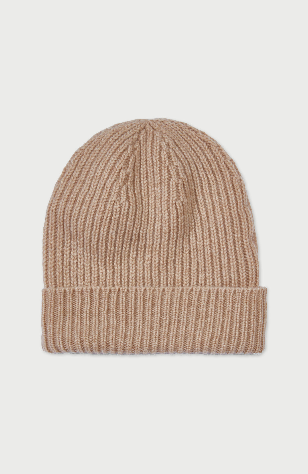 Camel 100% Cashmere Ribbed Hat By Paul James 
