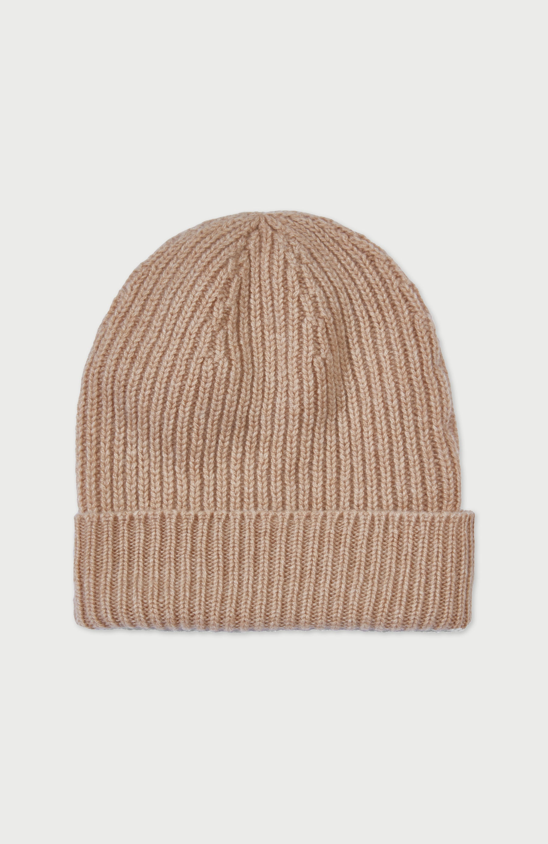 Camel 100% Cashmere Ribbed Hat By Paul James 